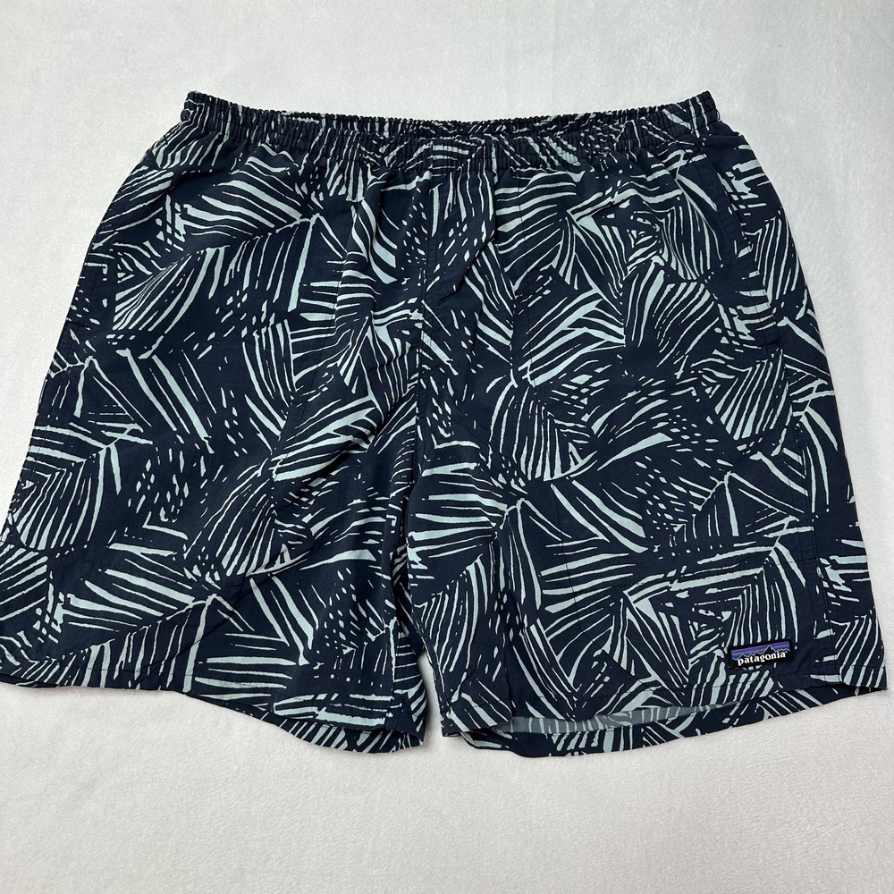 Patagonia Baggies Shorts Men's Large Swim Trunks Palm Leaf Drawstring Pockets